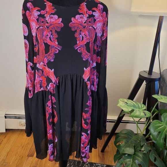 Free People Women's Pink & Black Dress - Picture 9 of 16